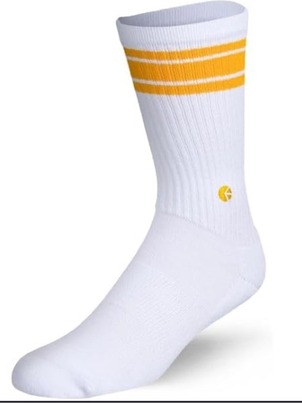Nwt ethika White Crew Athletic Socks with Yellow Stripe 9-12 size